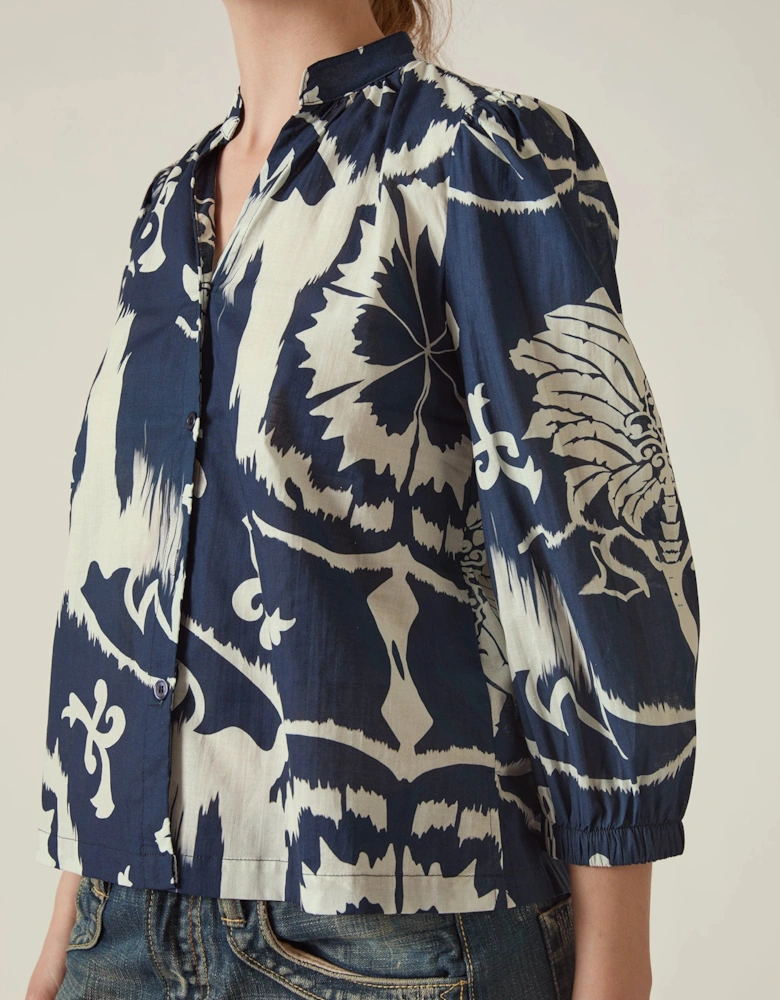Navy Ornamental Print Shirt