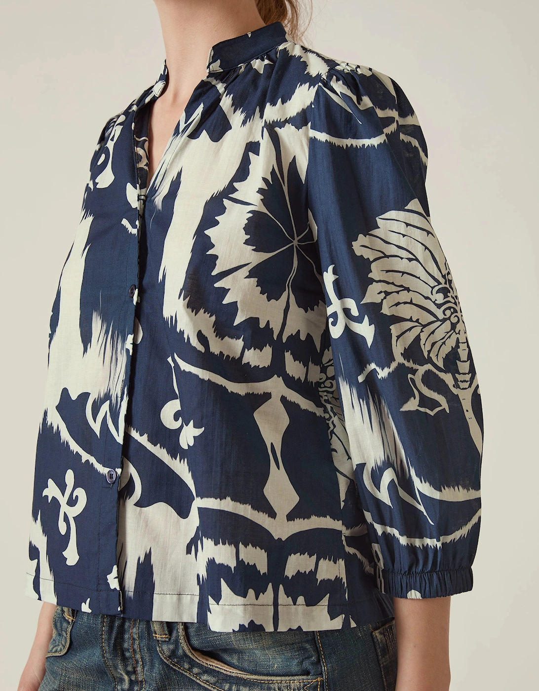 Navy Ornamental Print Shirt