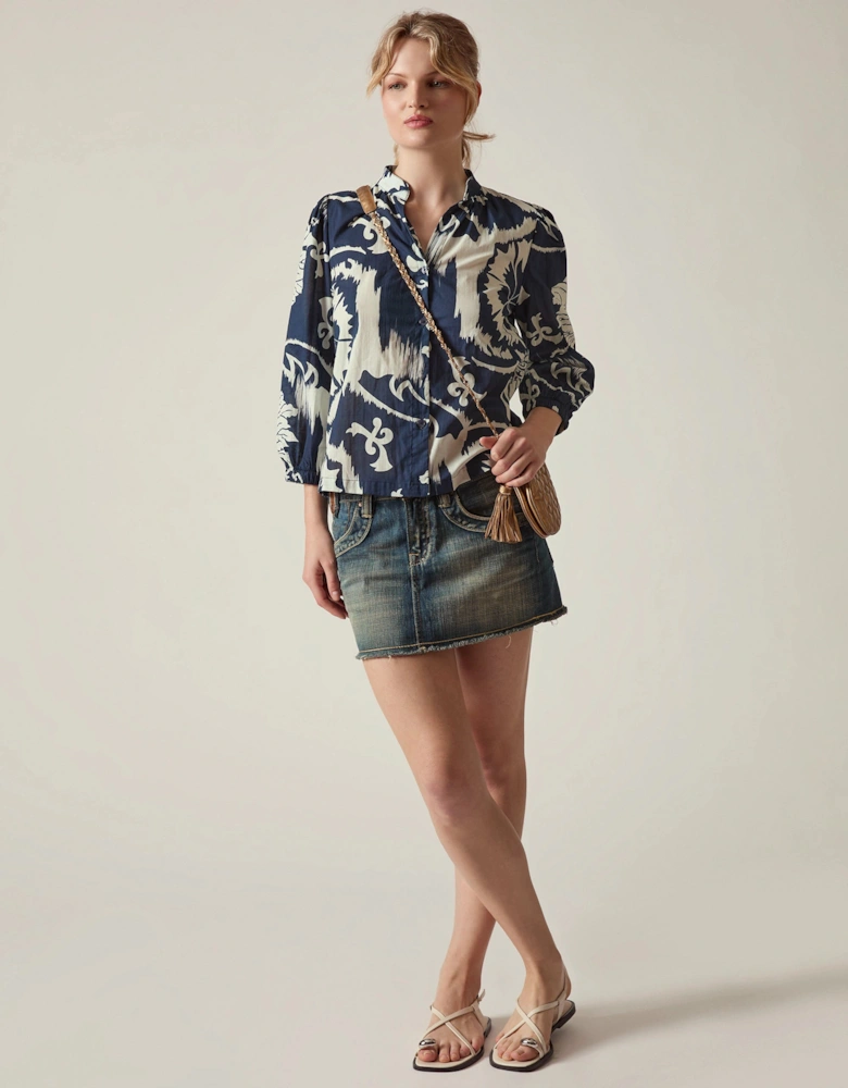 Navy Ornamental Print Shirt