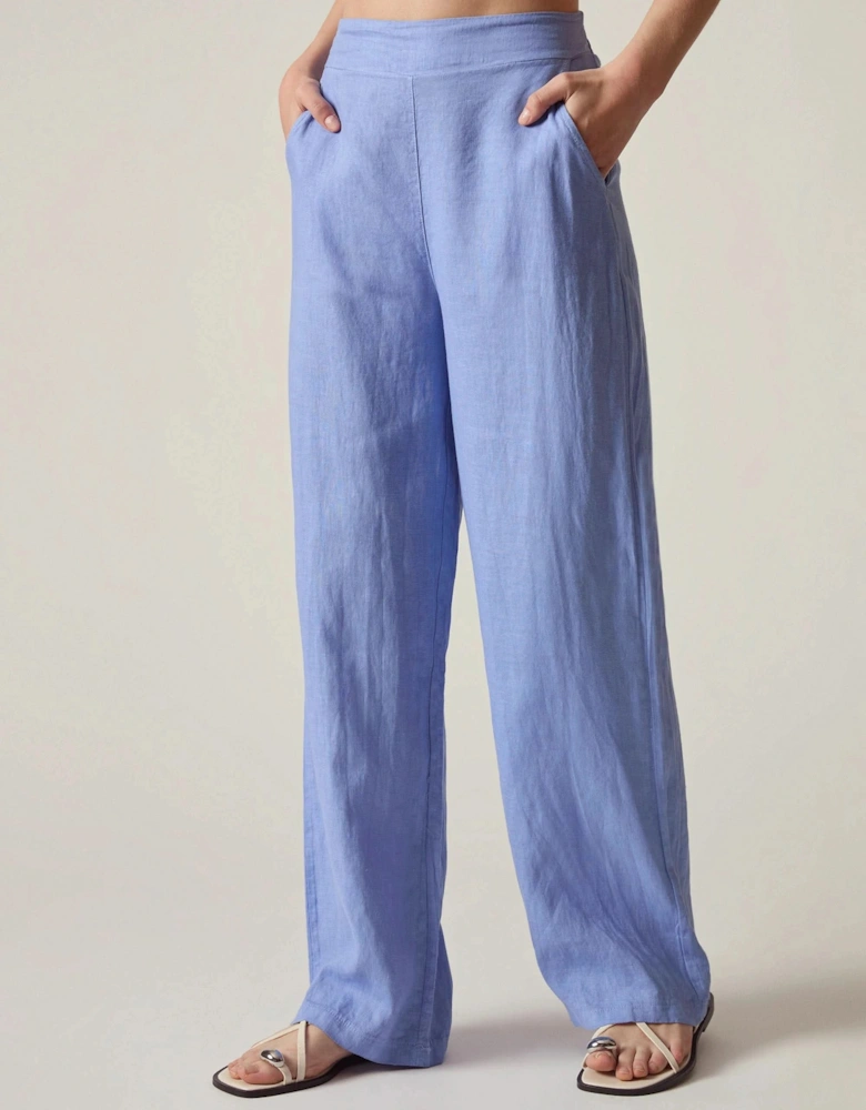 Relaxed Blue Linen Trousers