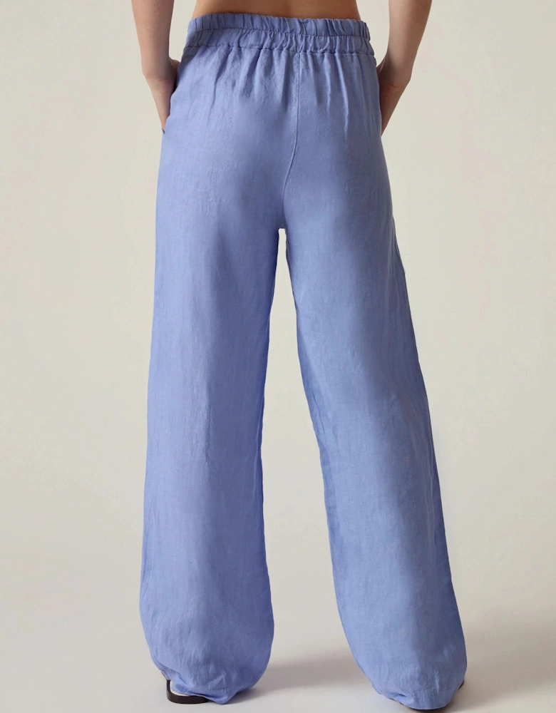 Relaxed Blue Linen Trousers