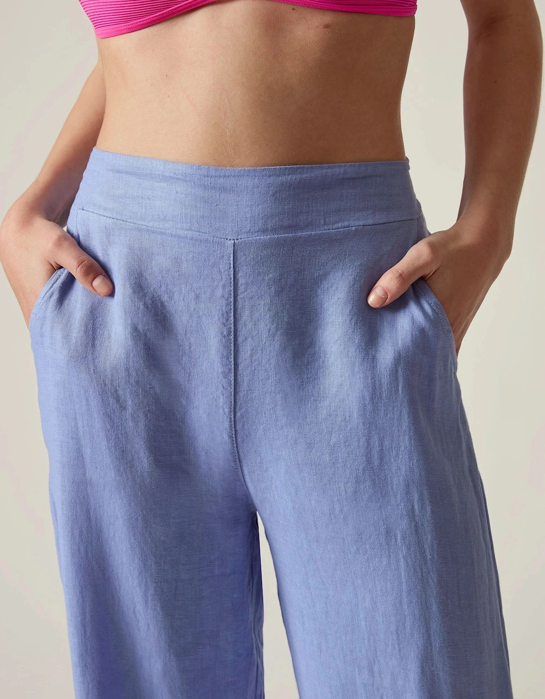Relaxed Blue Linen Trousers