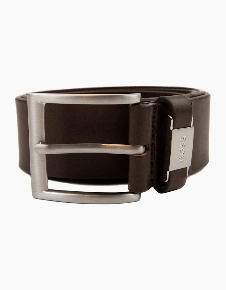 Hugo Boss Connio Branded Metal Trim Belt Dark Brown 002