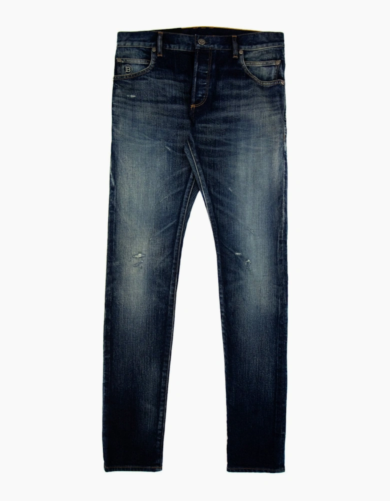 Balmain Distressed Slim Selvedge Jean Denim