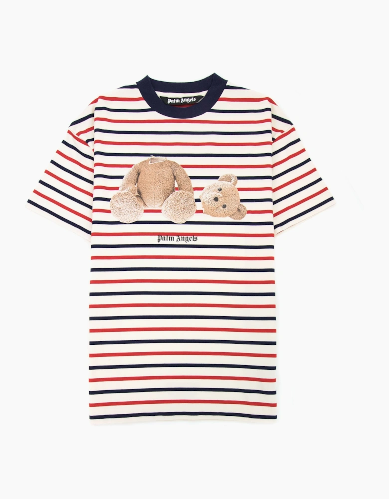 Palm Angels Pa Bear Stripe Classic Tee Red/white