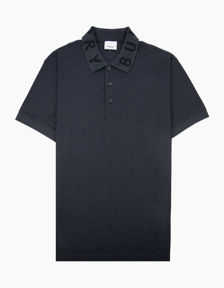 Burberry Ryland Block Collar Writing Polo Dark Grey