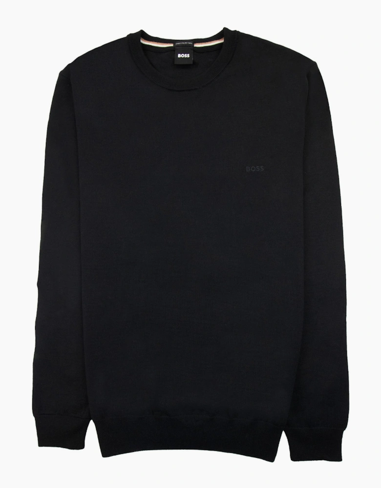 Hugo Boss Botto-l Embroidered Logo With Responsible Wool Sweater Black 001