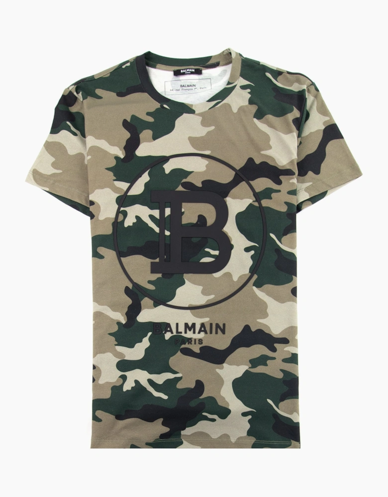 Balmain Logo Cotton T-shirt Camo