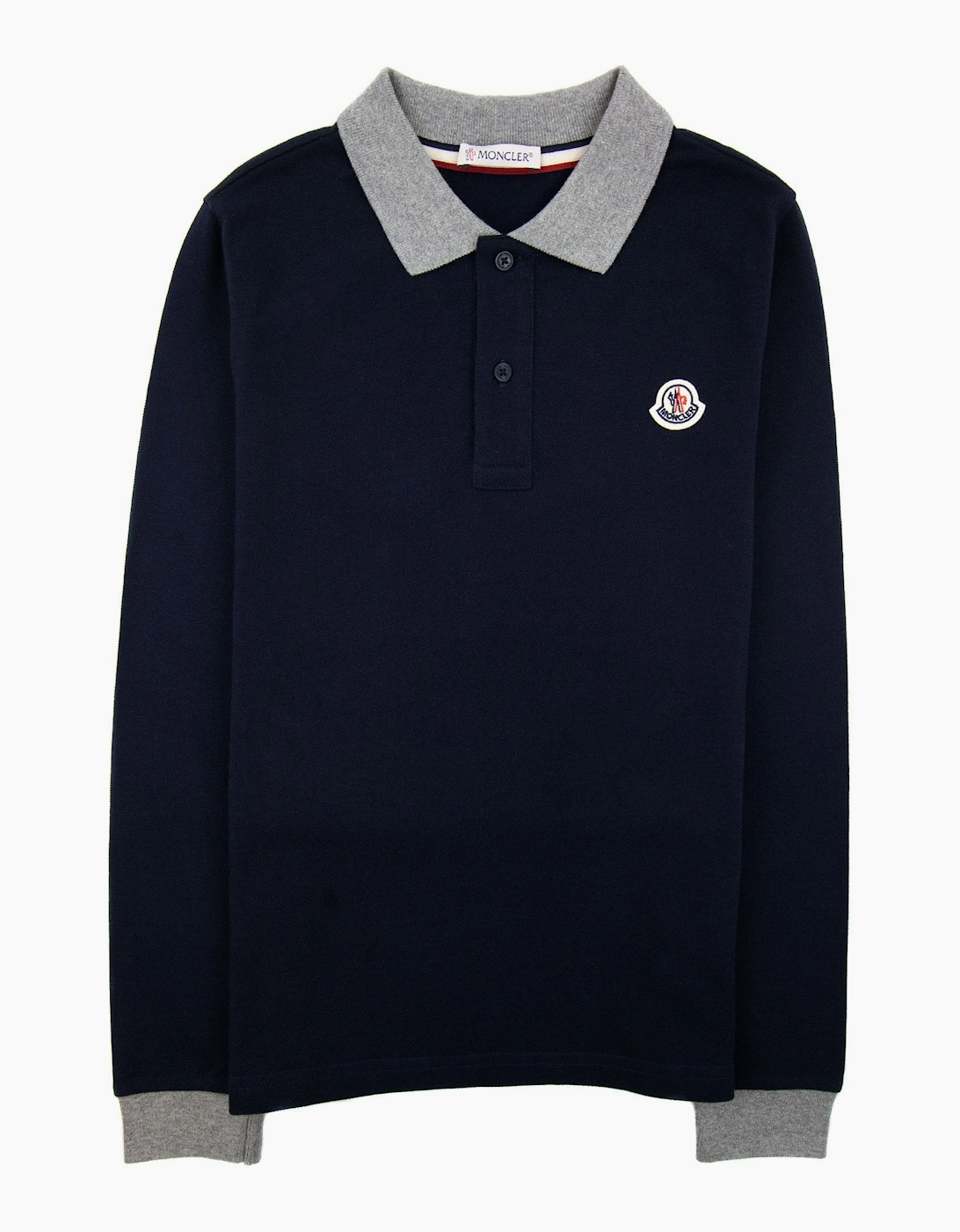 Moncler Junior Logo Maglia Polo Navy