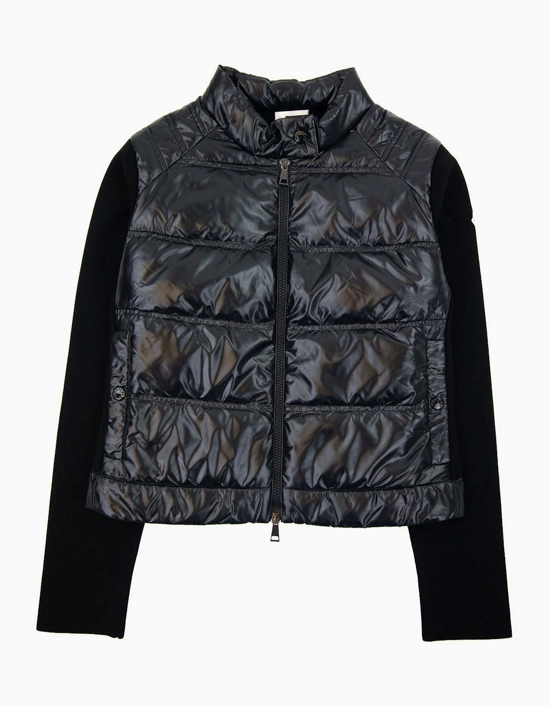 Moncler Women High Neck Shell Knit Cardigan Black 999