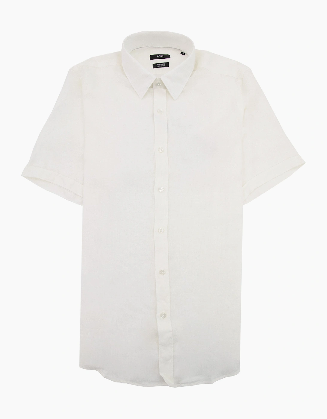 Hugo Boss Luka Short Sleeve Pur Linen Shirt White, 4 of 3