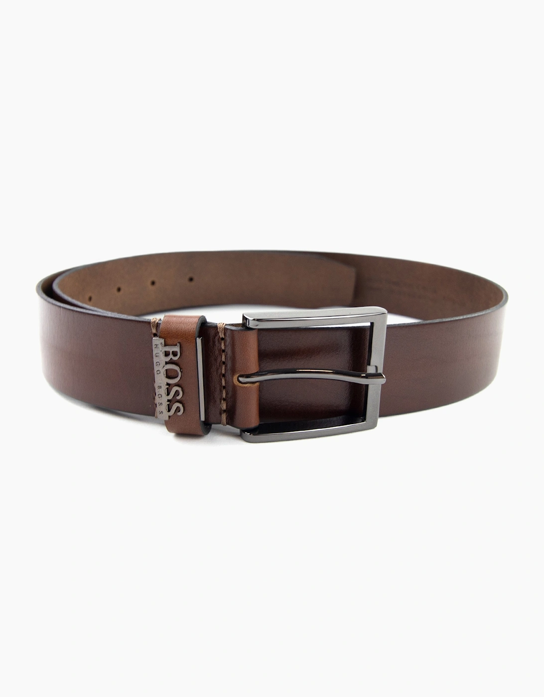 Hugo Boss Senol Leather Belt With Metal Logo Brown