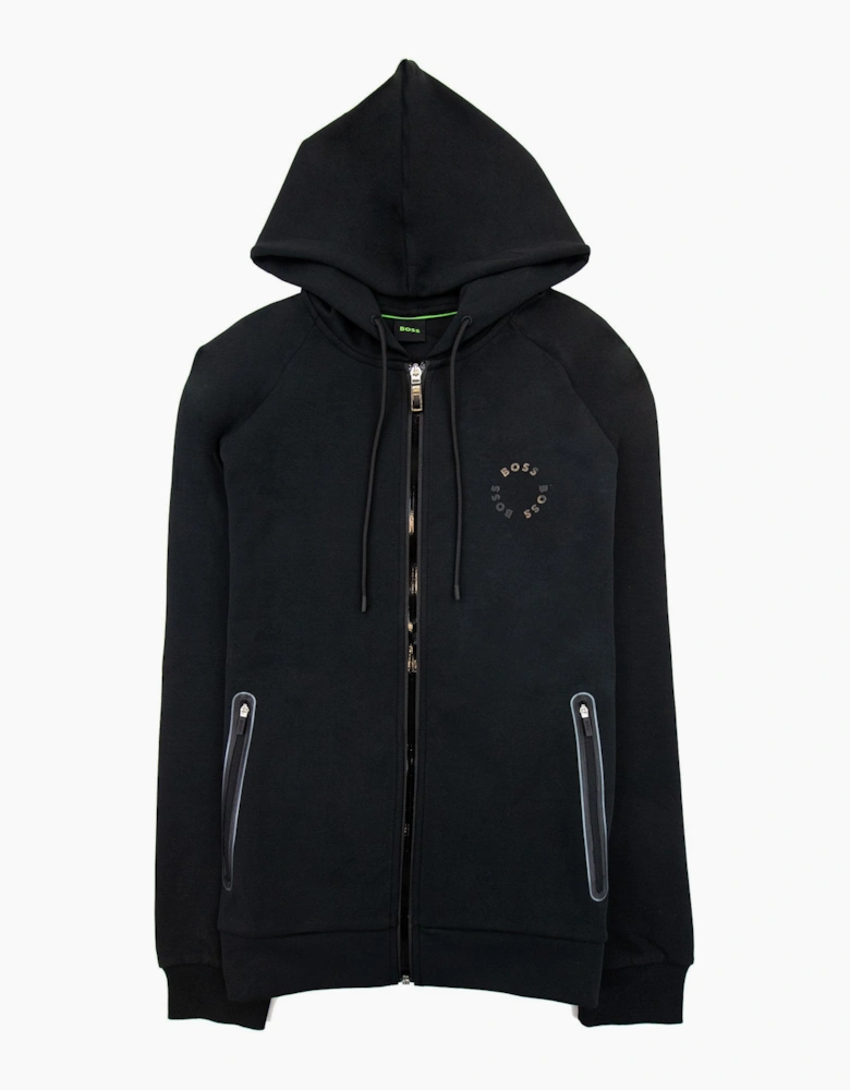 Hugo Boss Saggy 2 Cotton-blend Zip-up Hoodie With Raised Log Black 001