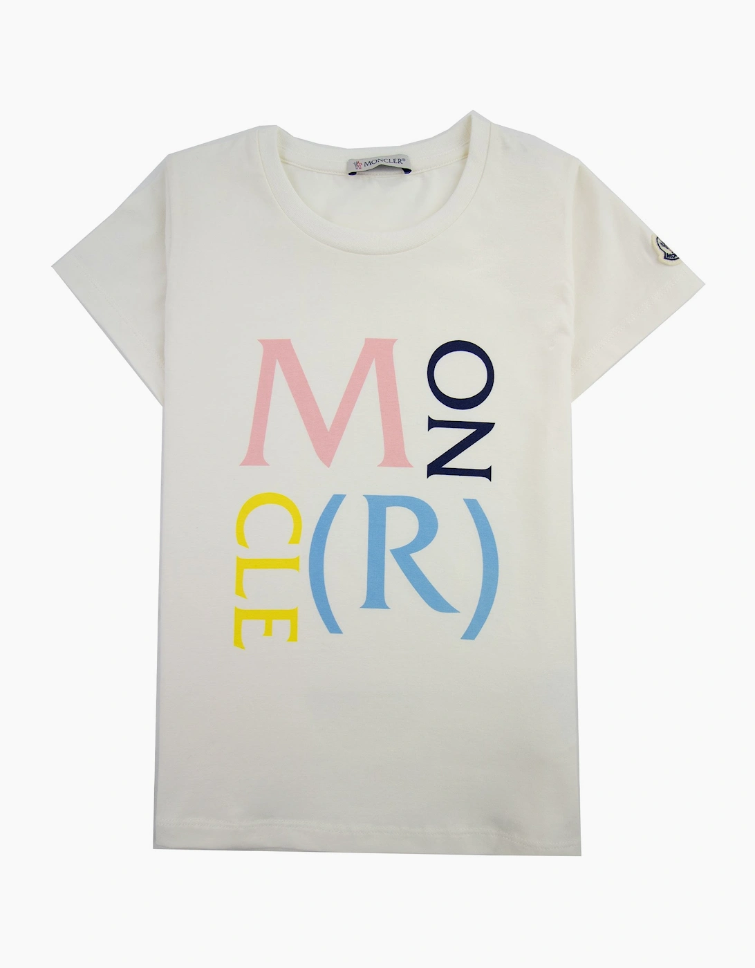 Moncler Junior Maglia Logo Print T-shirt White 034
