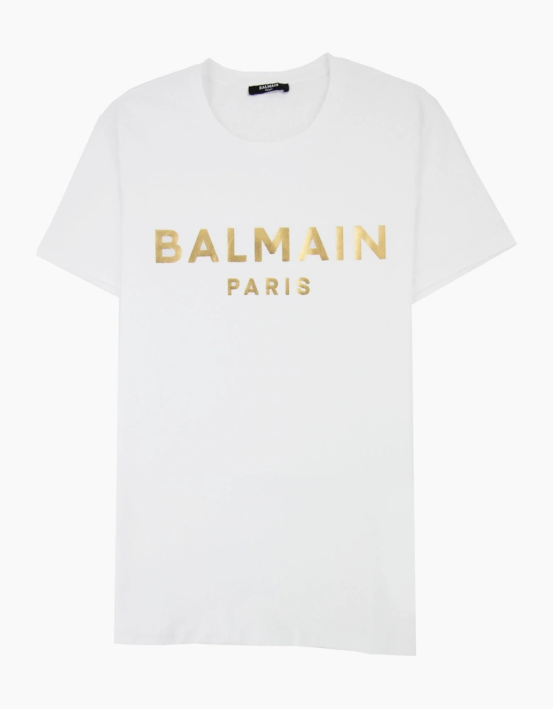 Balmain Metallic Logo Tshirt White Gad