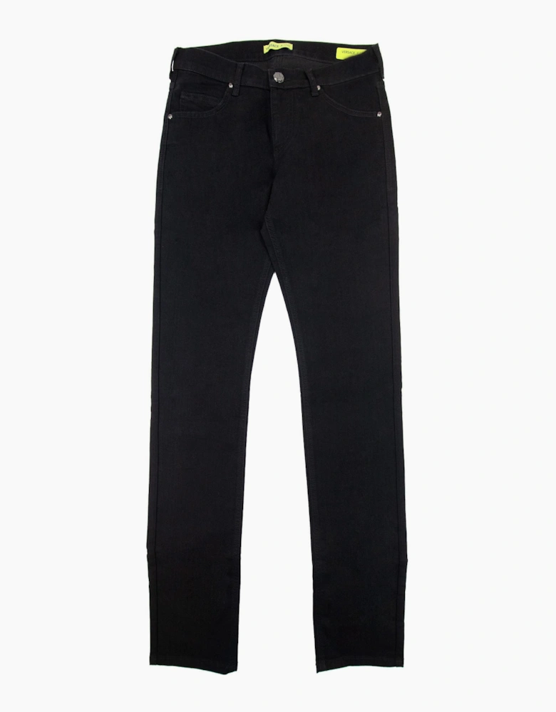 Versace Jeans Slim Fit Round Logo Jean Black