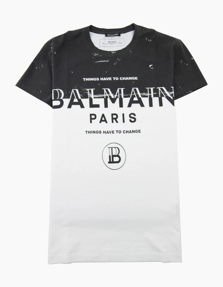 Balmain Paris Logo Print T Shirt Black/White