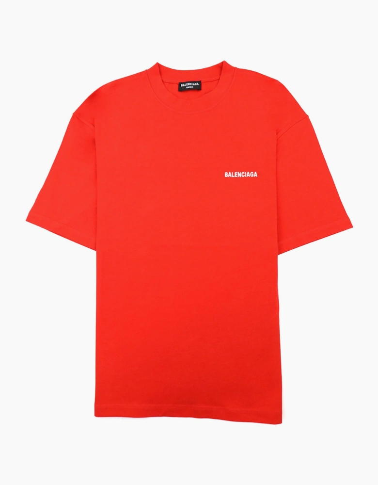 Balenciaga Logo Crewneck T Shirt Red/white