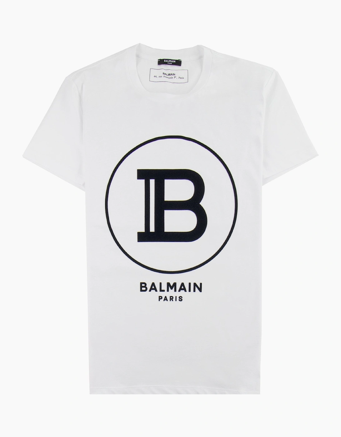 Balmain Printed Balmain Paris Logo T Shirt White