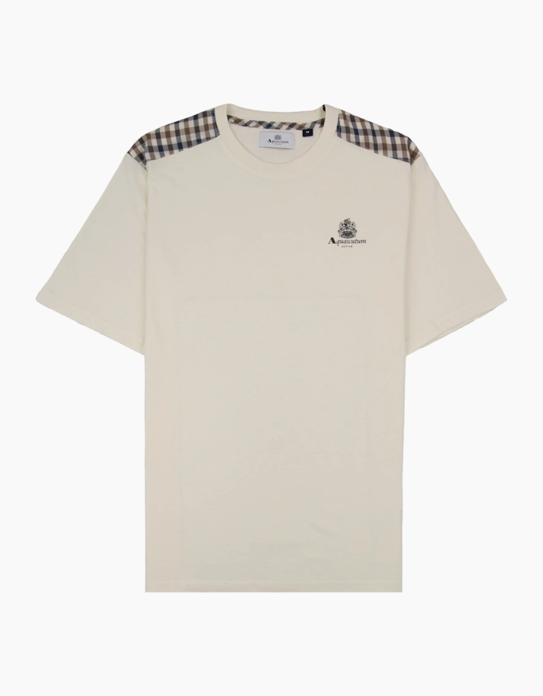 Aquascutum Club Check Shoulder T-shirt Old White