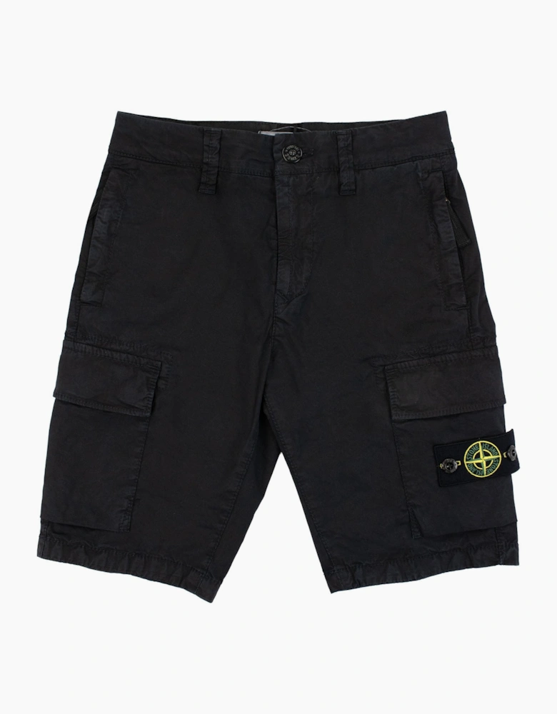 Stone Island Junior L0210 Old Effect Cargo Shorts Black V0129
