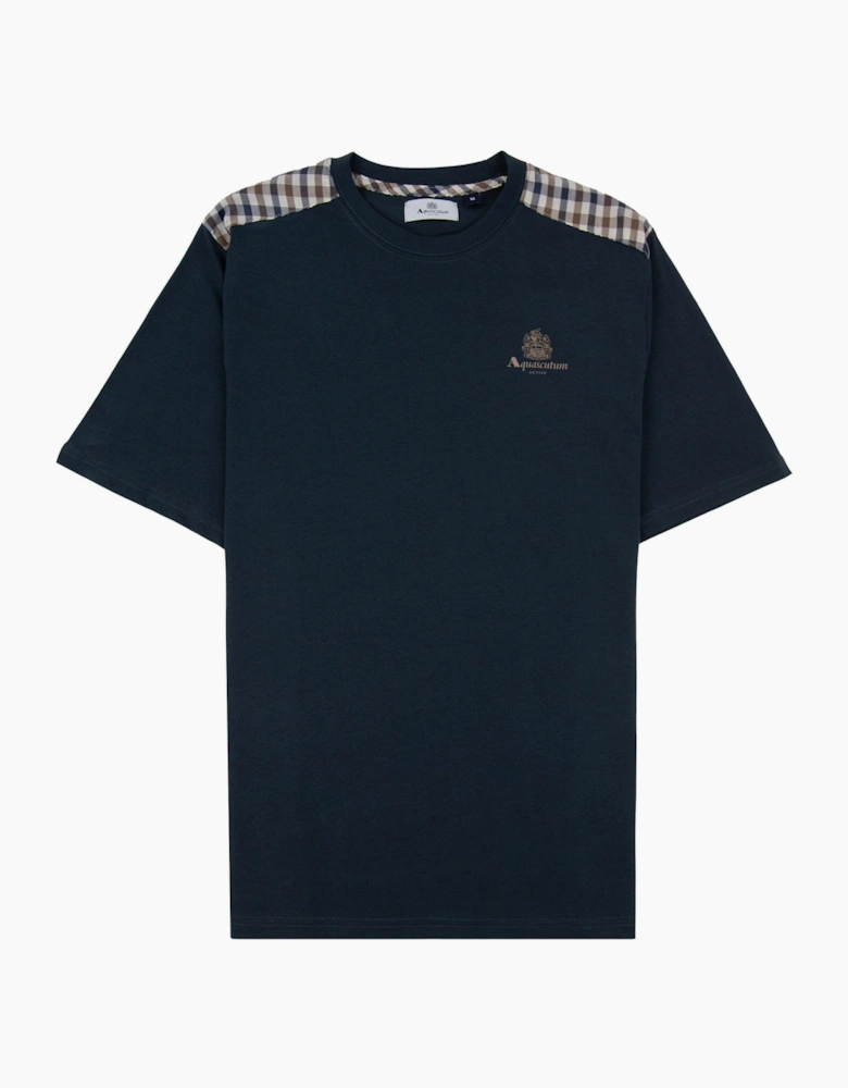 Aquascutum Club Check Shoulder T-shirt Navy