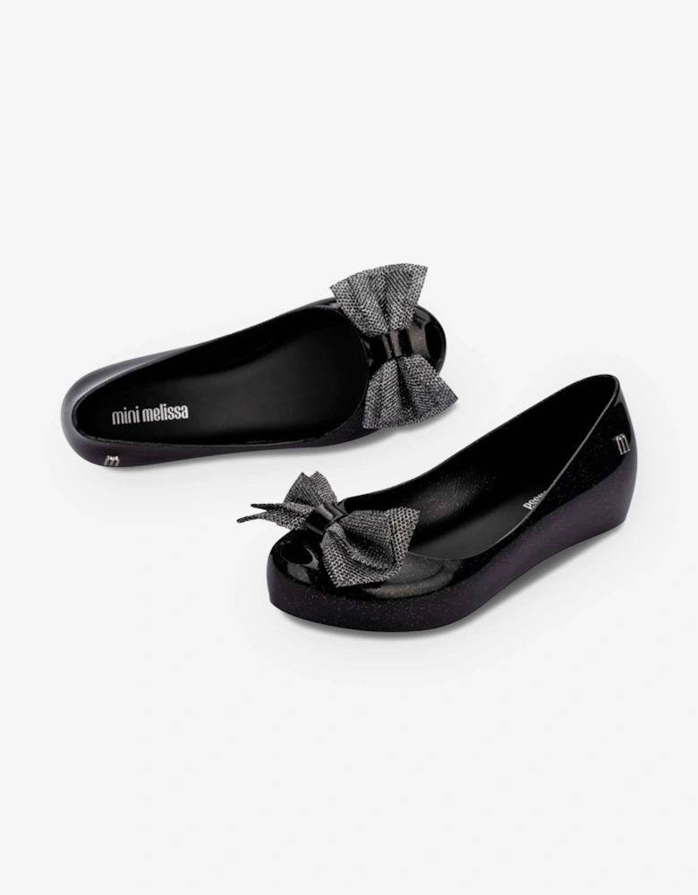 Mini Melissa Girls Ultragirl Sweet XII Ballerinas in Black