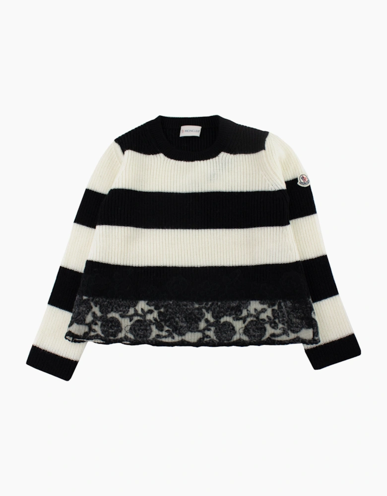 Moncler Junior Girls Striped Sweatshirt Black