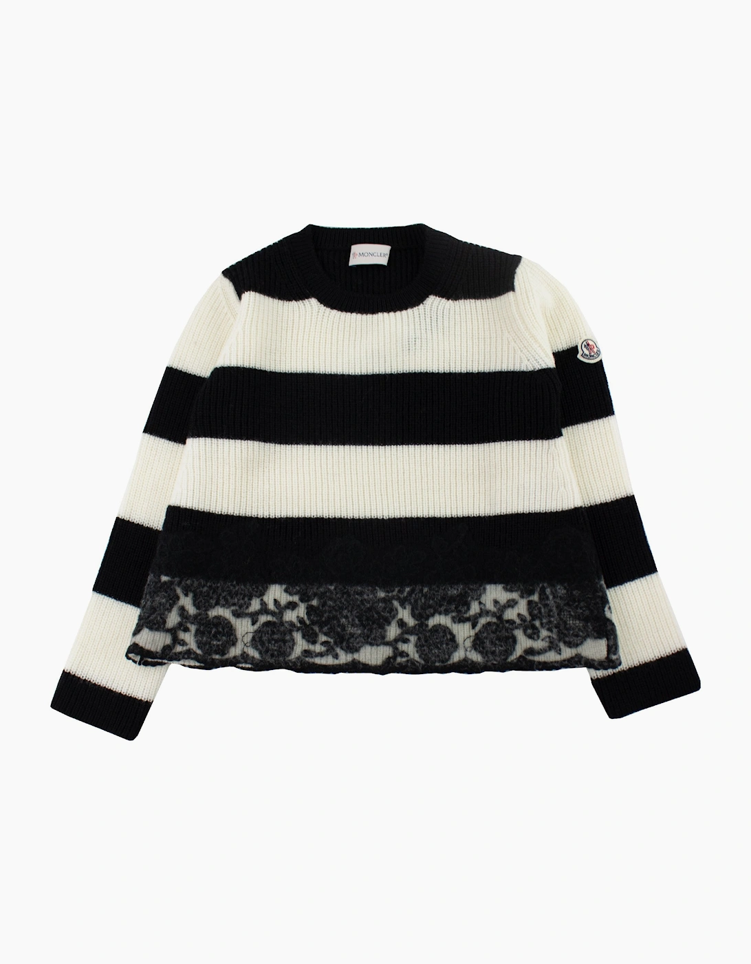 Moncler Junior Girls Striped Sweatshirt Black, 4 of 3