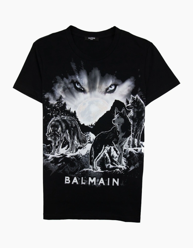 Balmain Wolf Eyes Moon T-Shirt Black