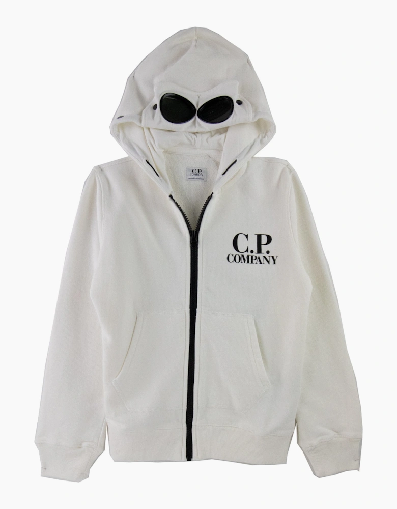 C.P. Company Undersixteen Basic Fleece Goggle Hooded Sweatshirt White 103