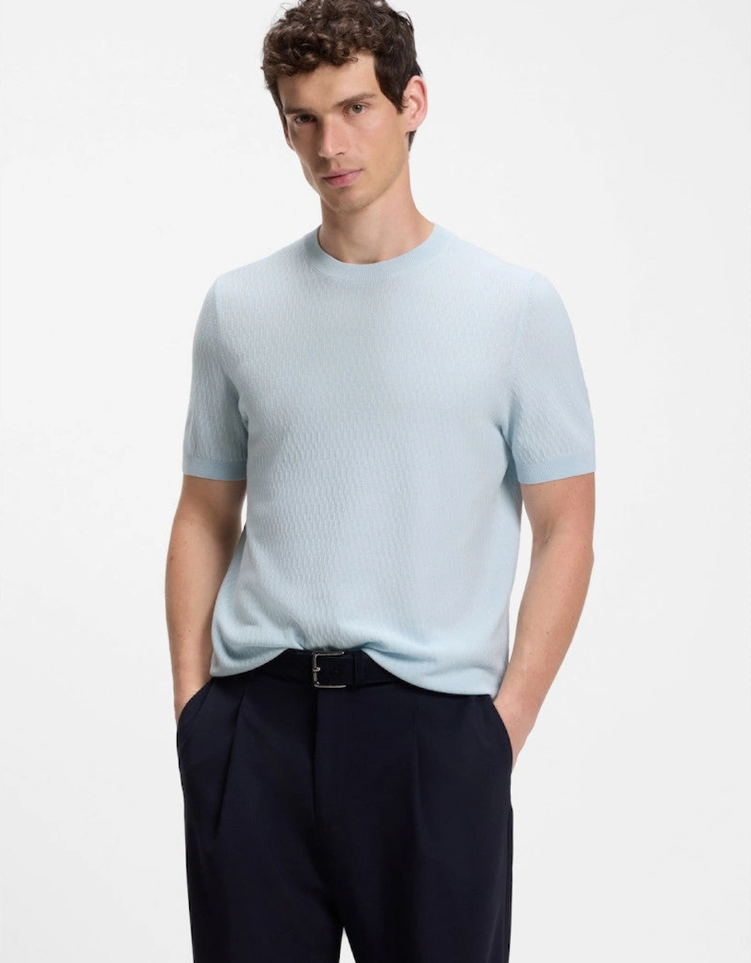 BOSS Black H Laruso Sweater 499 Open Blue