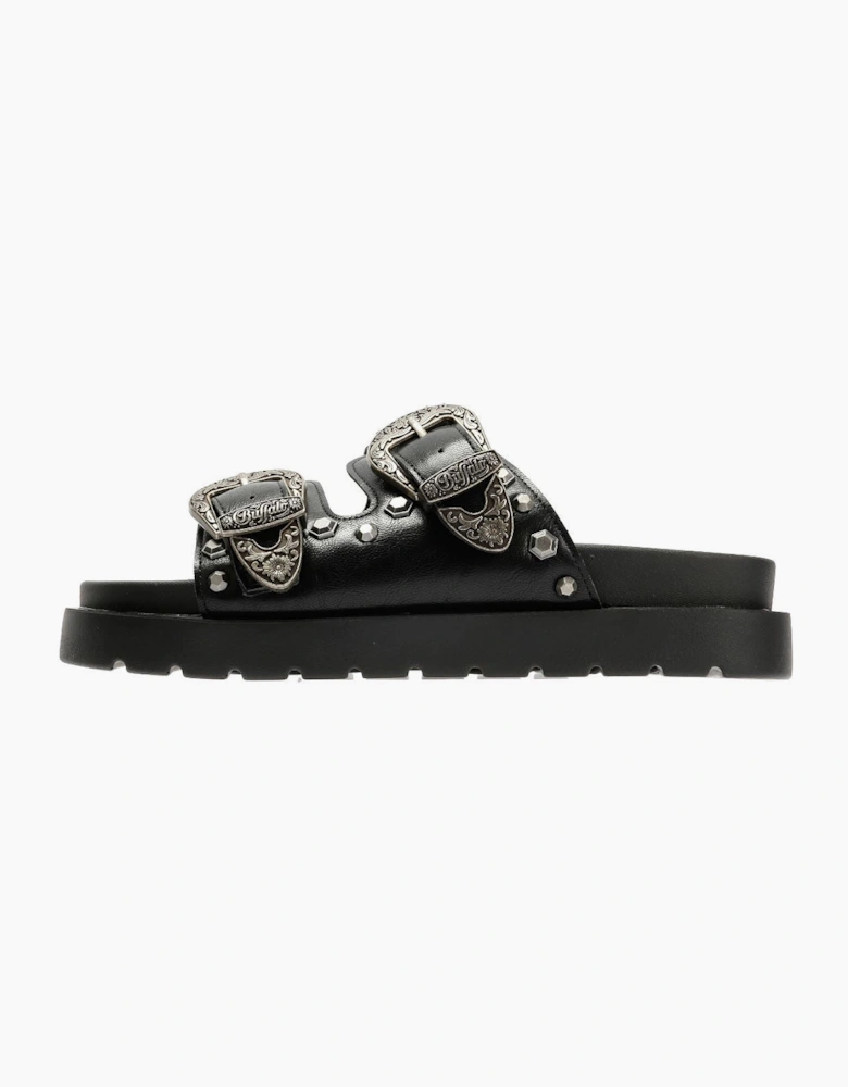 Buffalo Raya Ari West Leather Women's Black Sandals