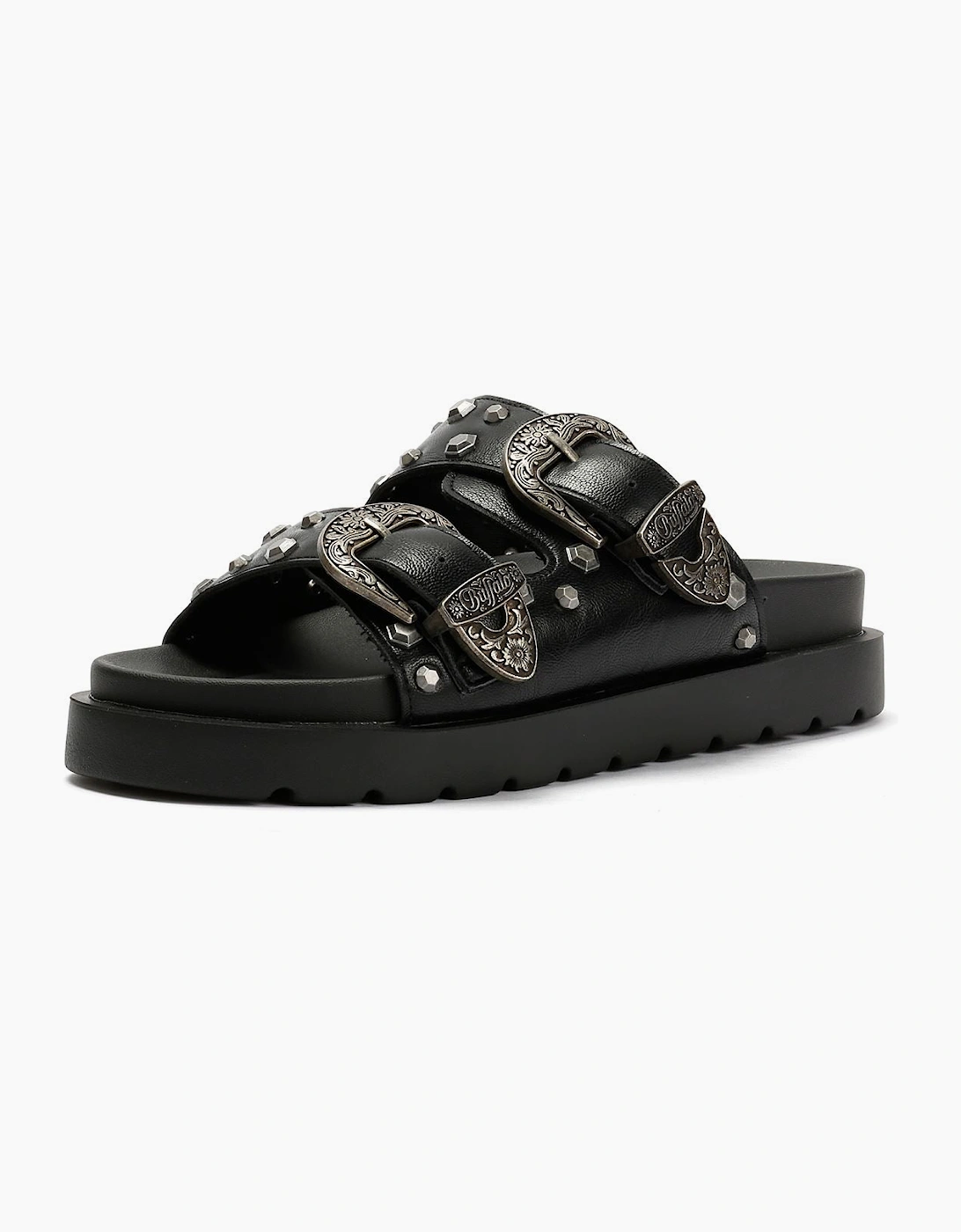 Buffalo Raya Ari West Leather Women's Black Sandals