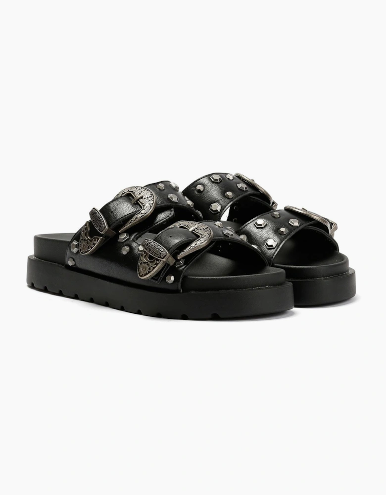 Buffalo Raya Ari West Leather Women's Black Sandals