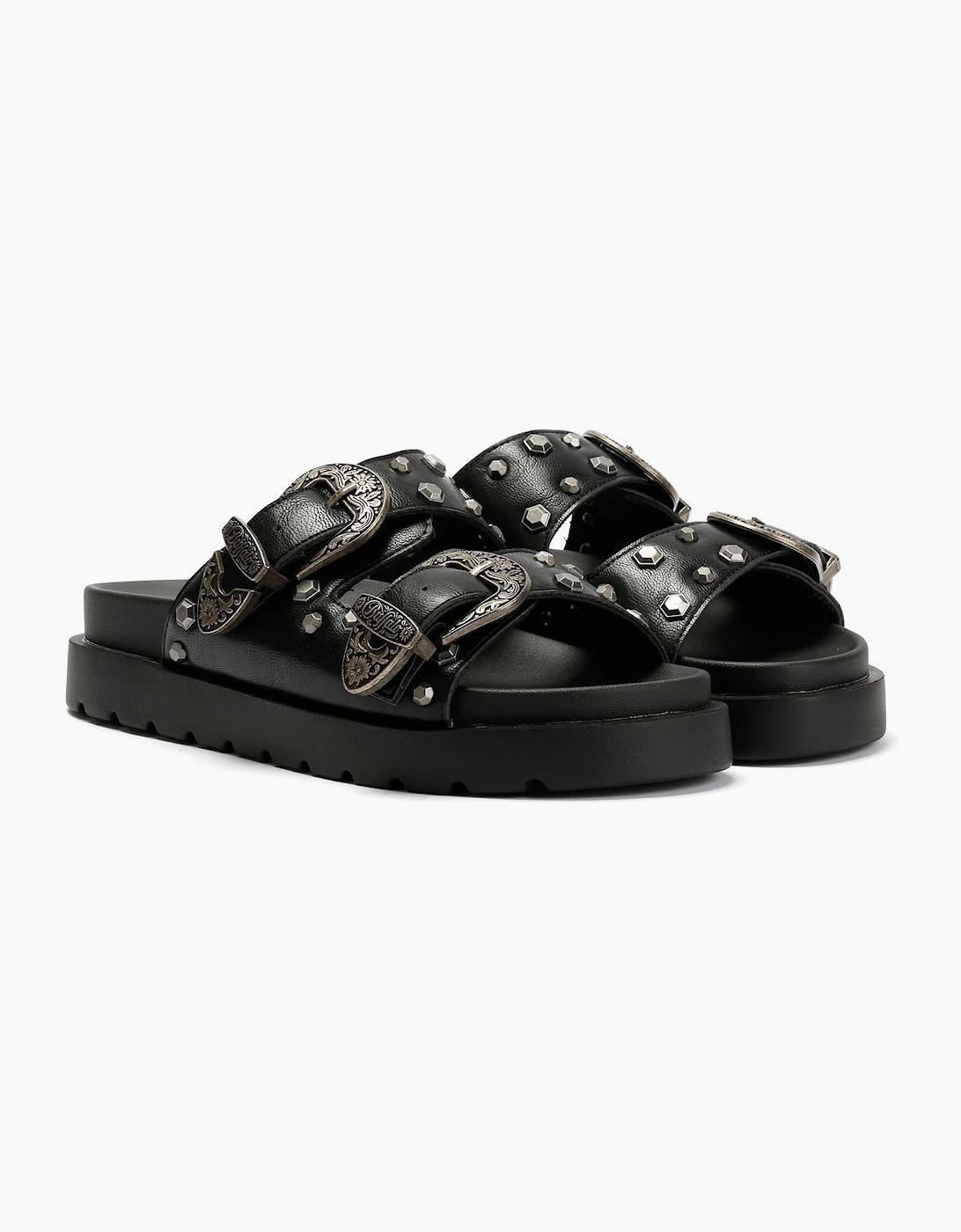 Buffalo Raya Ari West Leather Women's Black Sandals