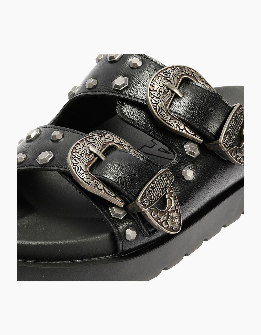 Buffalo Raya Ari West Leather Women's Black Sandals