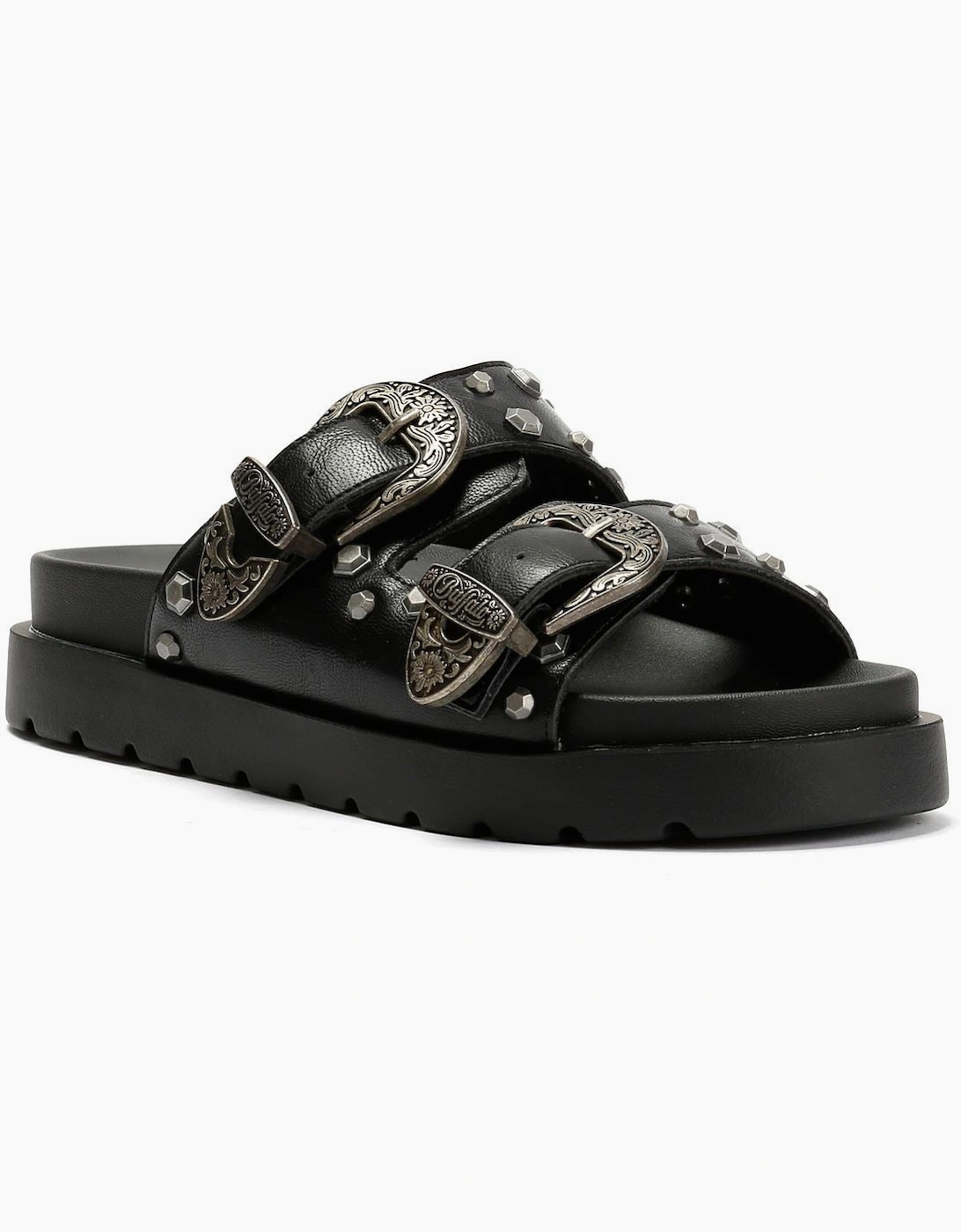 Buffalo Raya Ari West Leather Women's Black Sandals