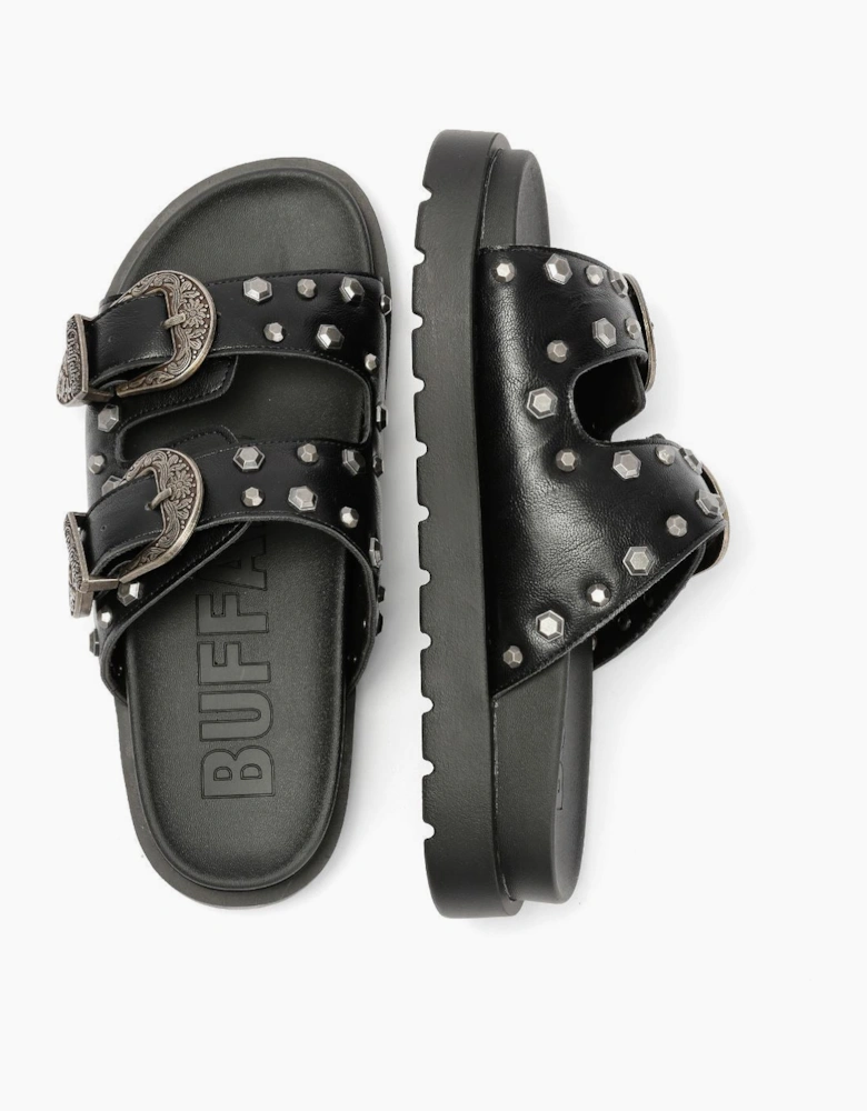 Buffalo Raya Ari West Leather Women's Black Sandals