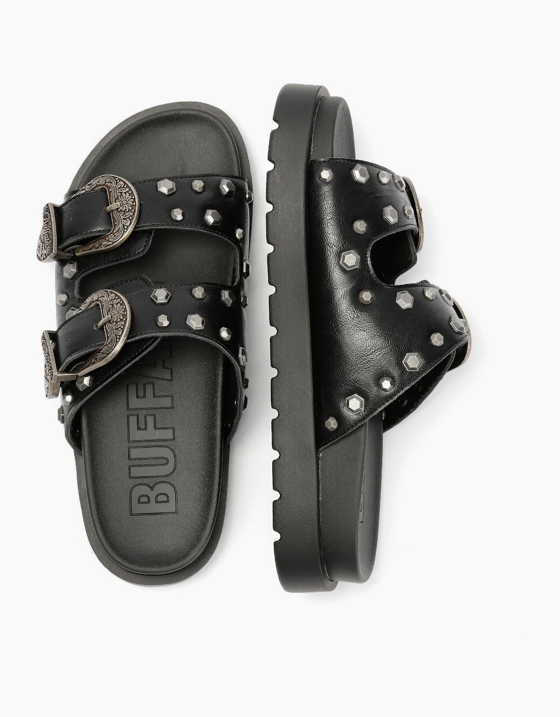 Buffalo Raya Ari West Leather Women's Black Sandals