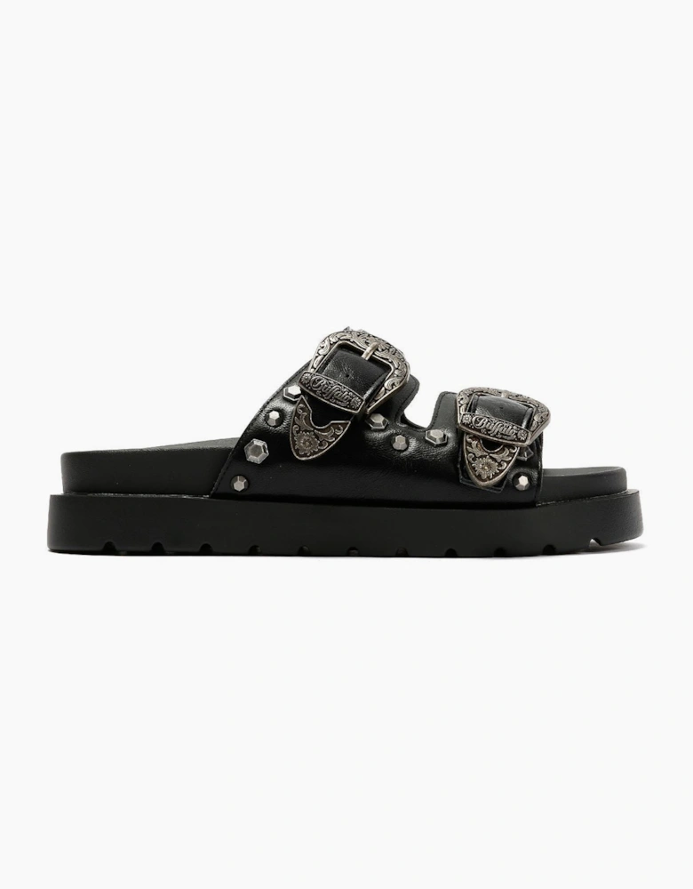 Buffalo Raya Ari West Leather Women's Black Sandals