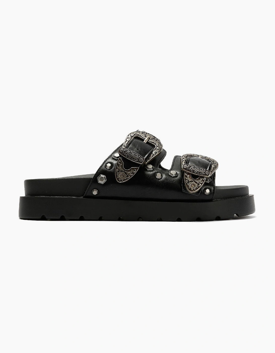 Buffalo Raya Ari West Leather Women's Black Sandals