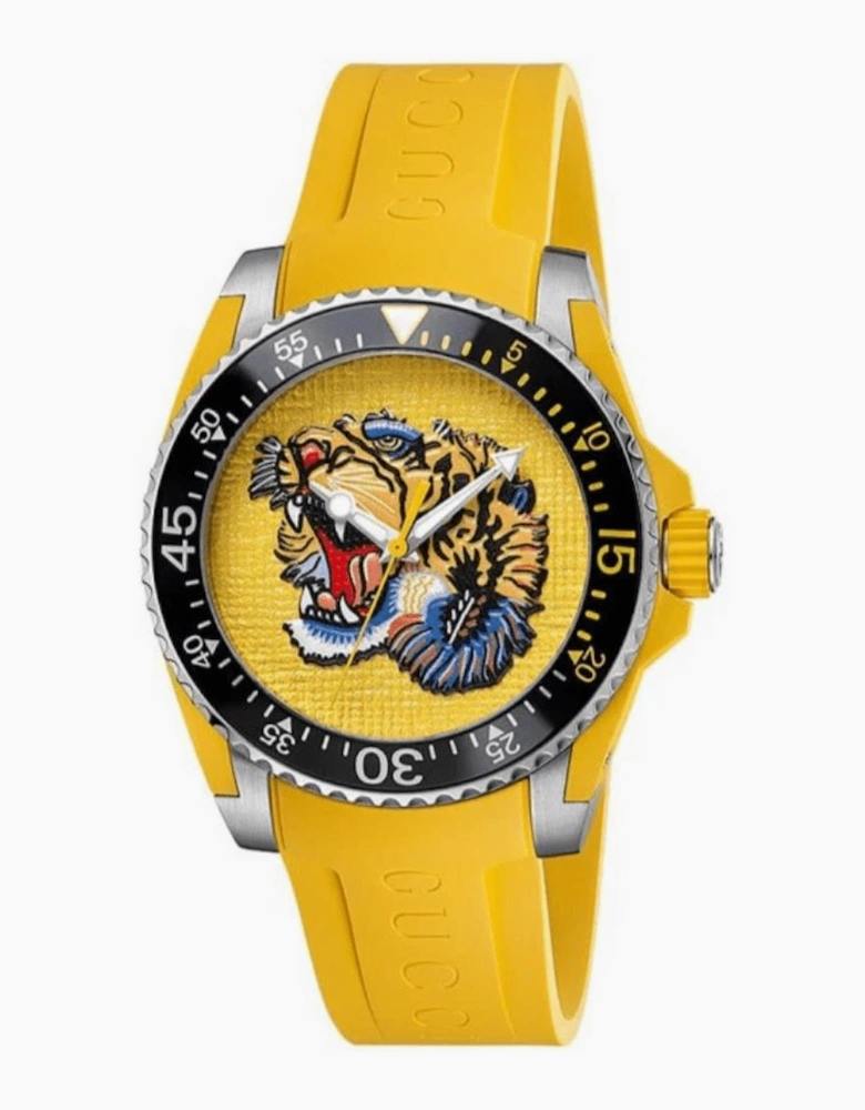 Gucci YA136317 Dive Embroidery Tiger Yellow Dial Men's Watch