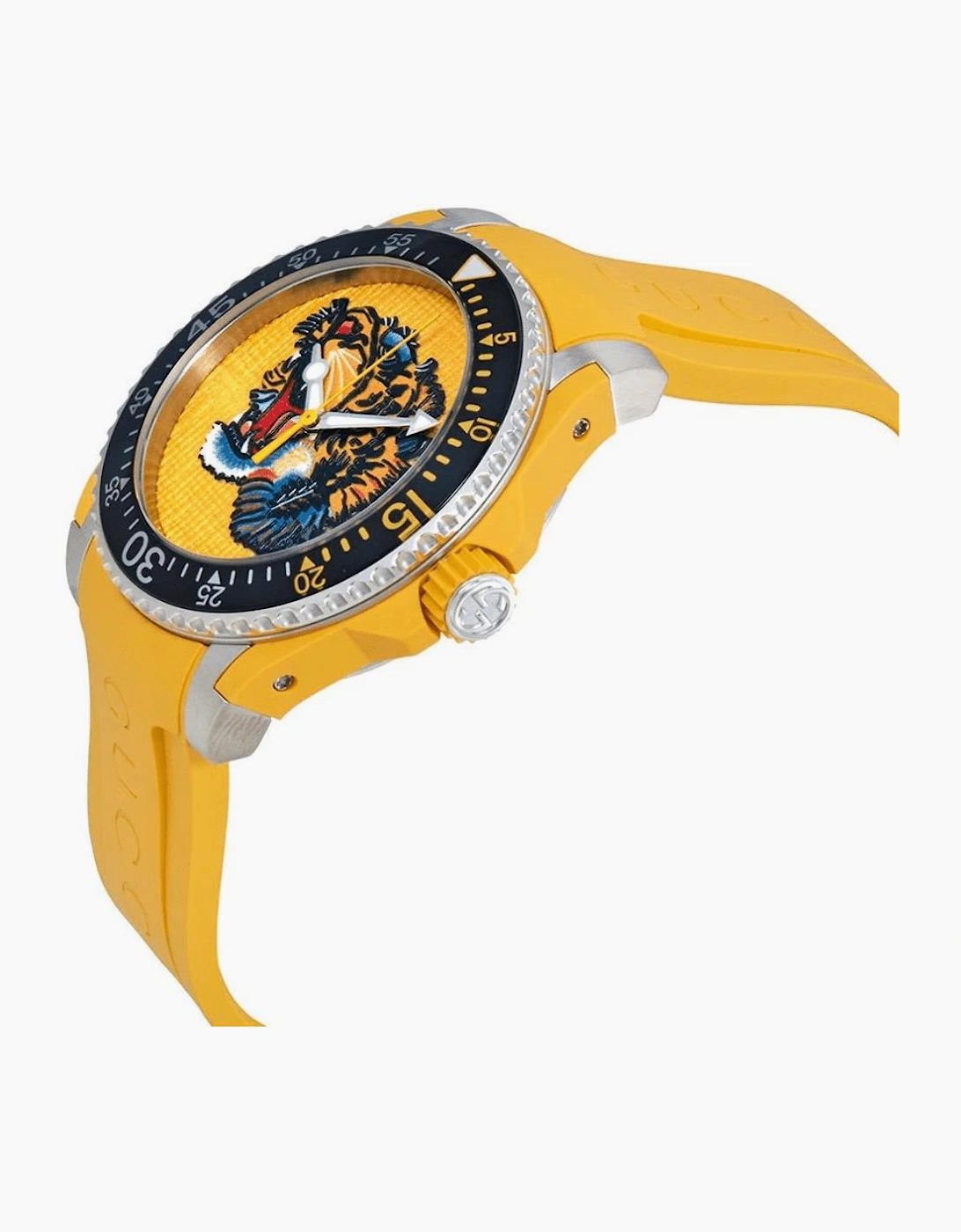 Gucci YA136317 Dive Embroidery Tiger Yellow Dial Men's Watch