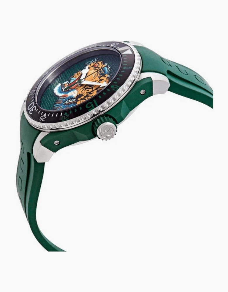 Gucci YA136316 Dive Tiger Green Dial Men's Watch