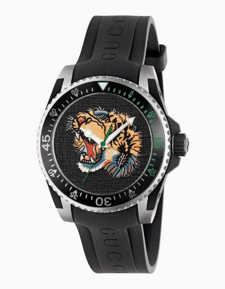 Gucci YA136318 Dive Embroidery Tiger Black Dial Men's Watch