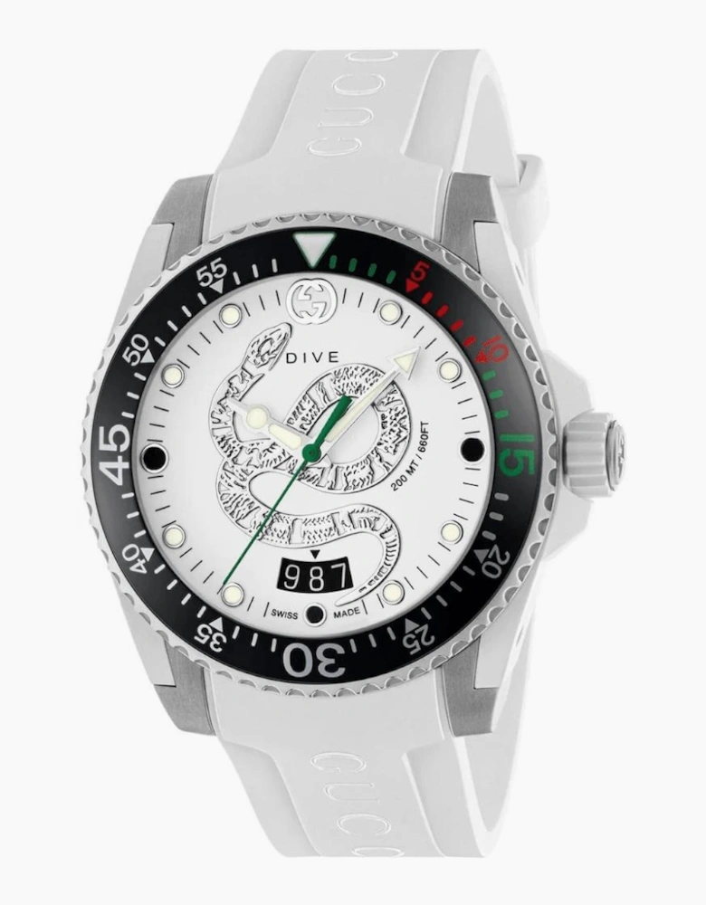 Gucci YA136330 Dive Snake Motif White Dial Men's Watch