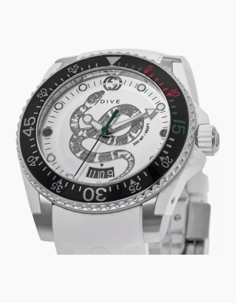 Gucci YA136330 Dive Snake Motif White Dial Men's Watch
