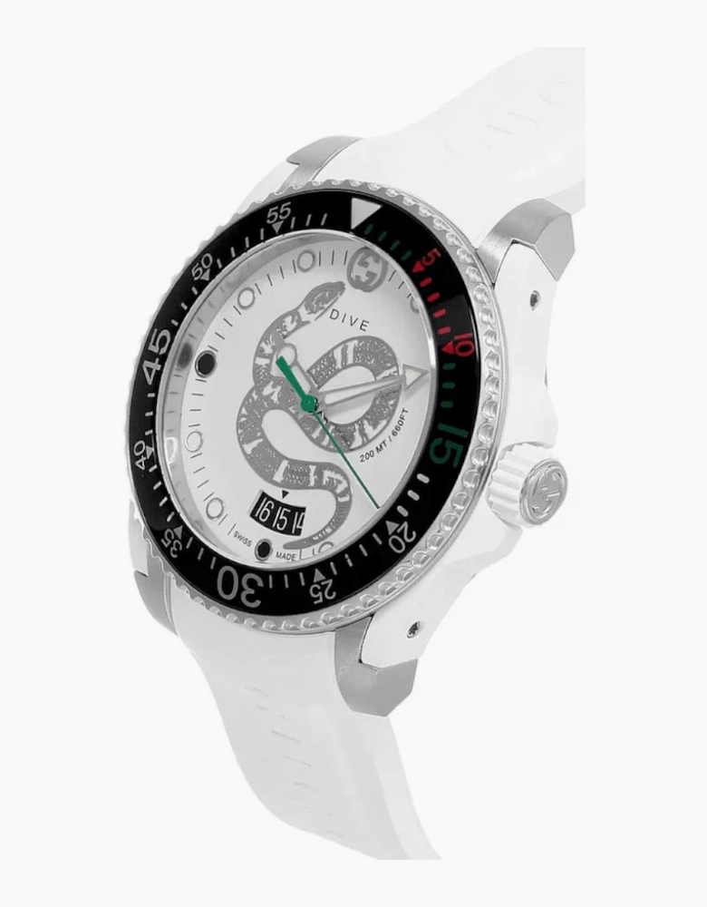 Gucci YA136330 Dive Snake Motif White Dial Men's Watch