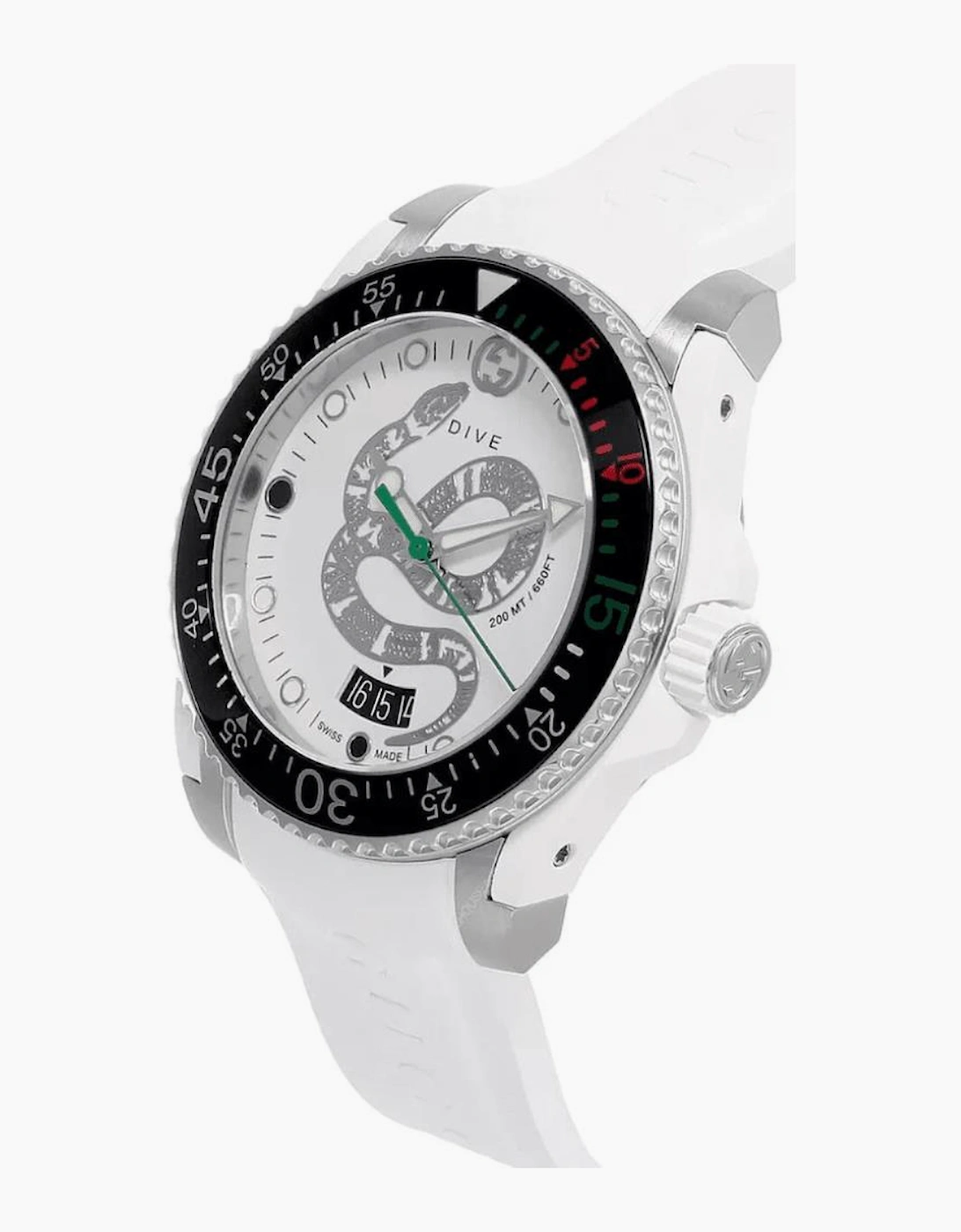 Gucci YA136330 Dive Snake Motif White Dial Men's Watch